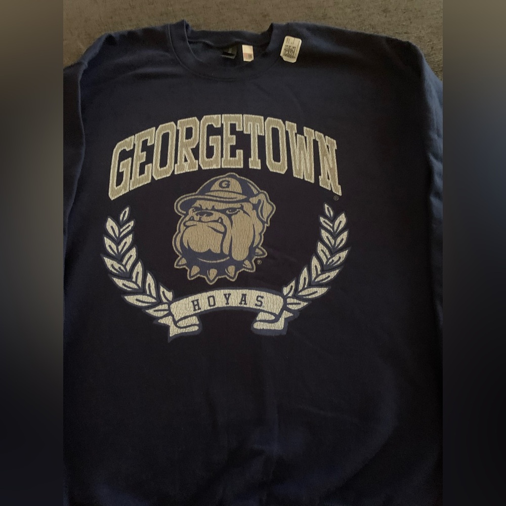 Georgetown Hoyas Distressed Victory Navy Sweatshirt - Picture 4 of 6